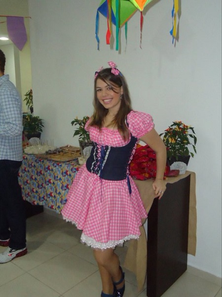 Cowgirl Corpete Jeans Xadrez Rosa